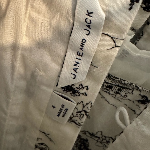 EUC Janie & Jack Black White Toille Dress With Ruffle Collar Velvet Sash - Picture 3 of 4